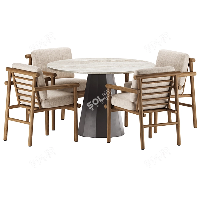 Modern Dining Set: DIX Table & AYANA Chair 3D model image 2