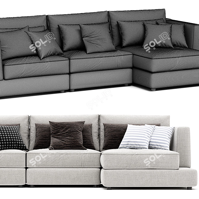 Stylish Layla Sofa with Chaise 3D model image 3