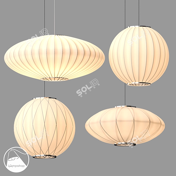 Modern Paper Pendant Lamps Set 3D model image 1