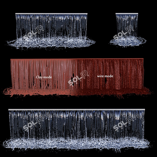 3-Piece Cascade Waterfall Fountains 3D model image 3