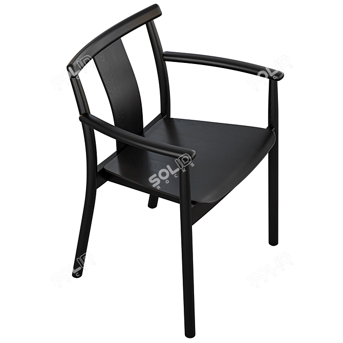 Timeless Solid Wood Dining Chair 3D model image 3