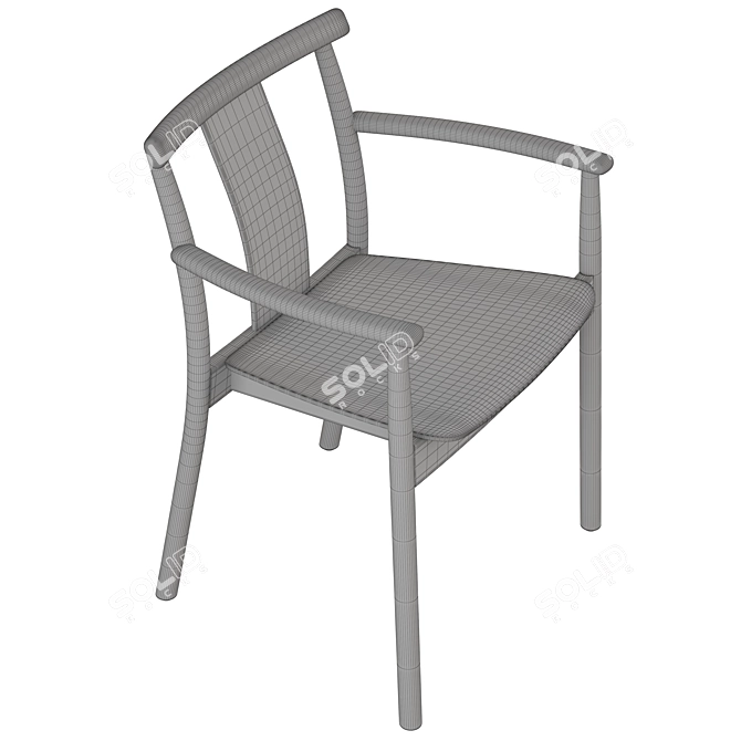 Timeless Solid Wood Dining Chair 3D model image 4