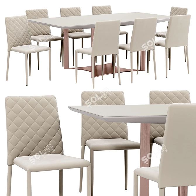 Velv Dining Chair and Impression Table 3D model image 1