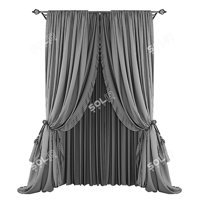 Modern Curtain Set, High Quality 3D model image 2