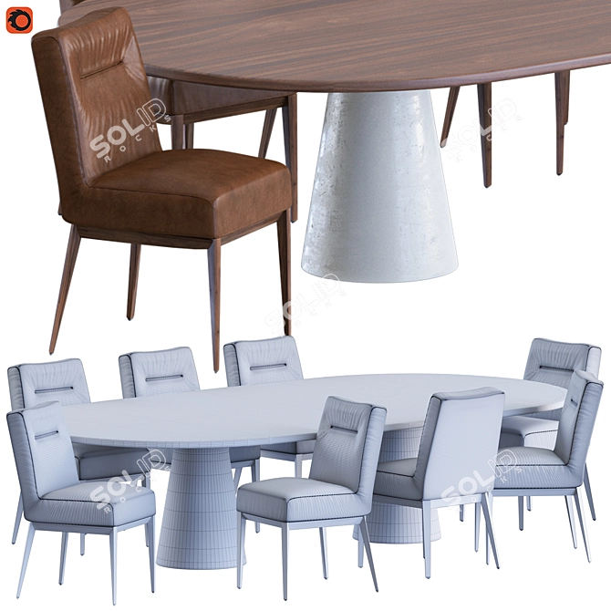 Elegant Calligaris Tosca Chair Set 3D model image 3