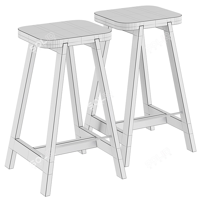 Oxford Green Beech Bar Stool 3D model image 3