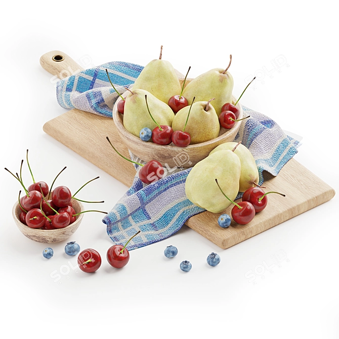 Fruitful Pears & Cherries Decorroupe 3D model image 1