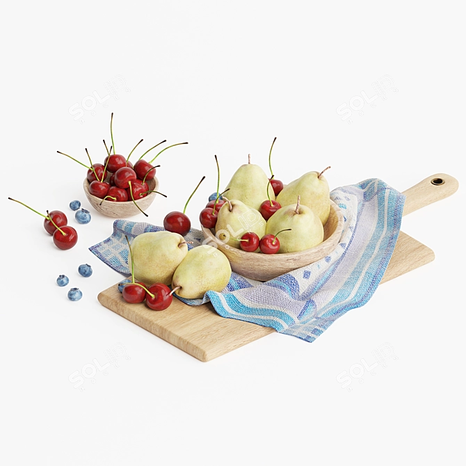 Fruitful Pears & Cherries Decorroupe 3D model image 6