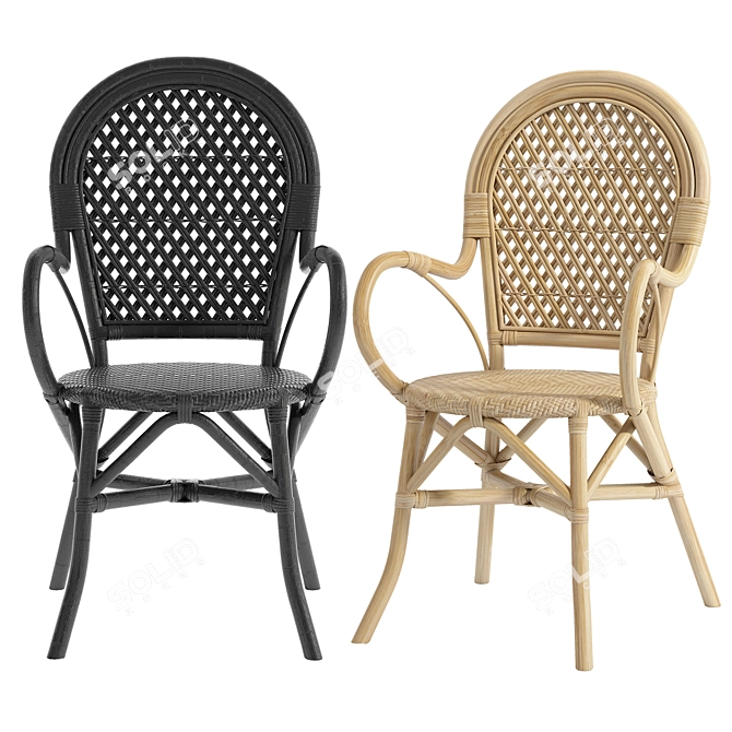 Elegant Rattan Marius Armchair 3D model image 1