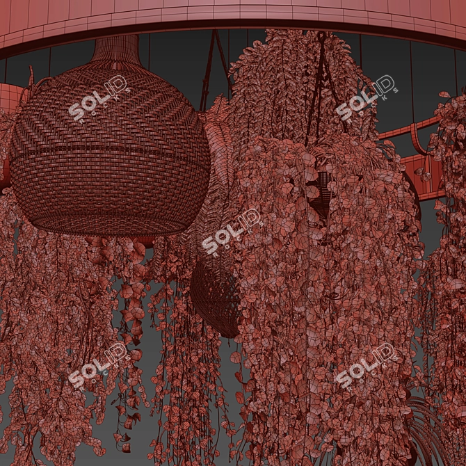 Title: Rattan Pendant Lights with Plants 3D model image 4