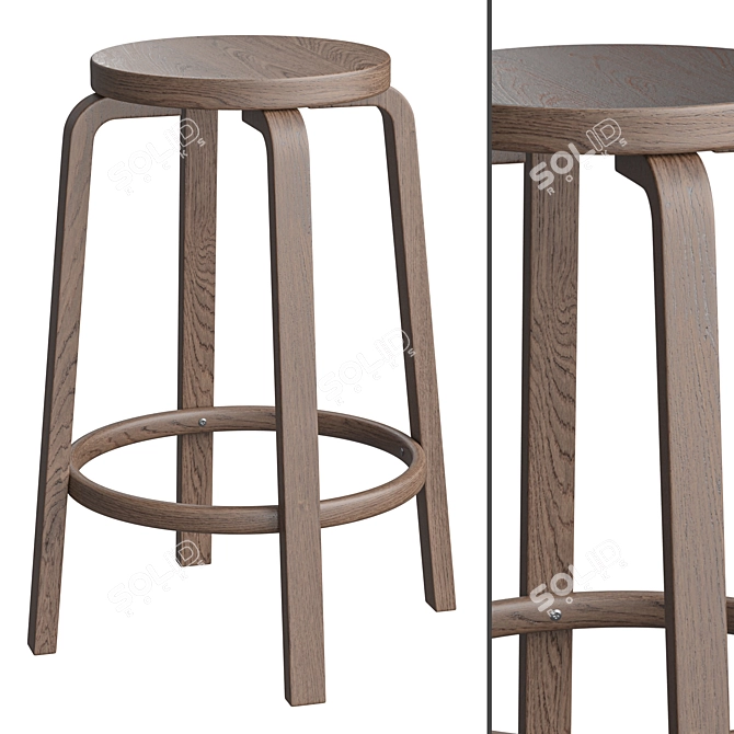 Sleek Modern Artek Bar Stool 3D model image 2