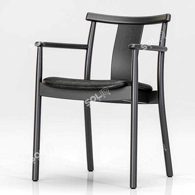 Traditional Wood Dining Armchair 3D model image 2