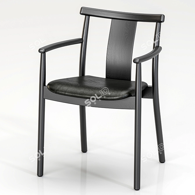 Traditional Wood Dining Armchair 3D model image 3