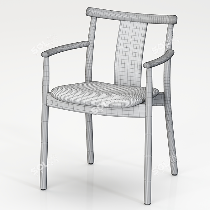 Traditional Wood Dining Armchair 3D model image 4