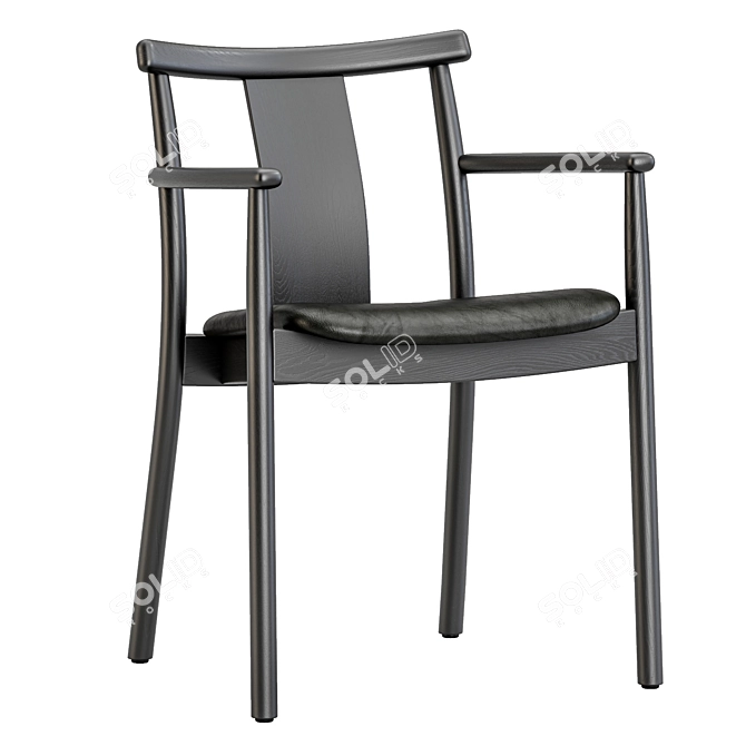 Traditional Wood Dining Armchair 3D model image 5