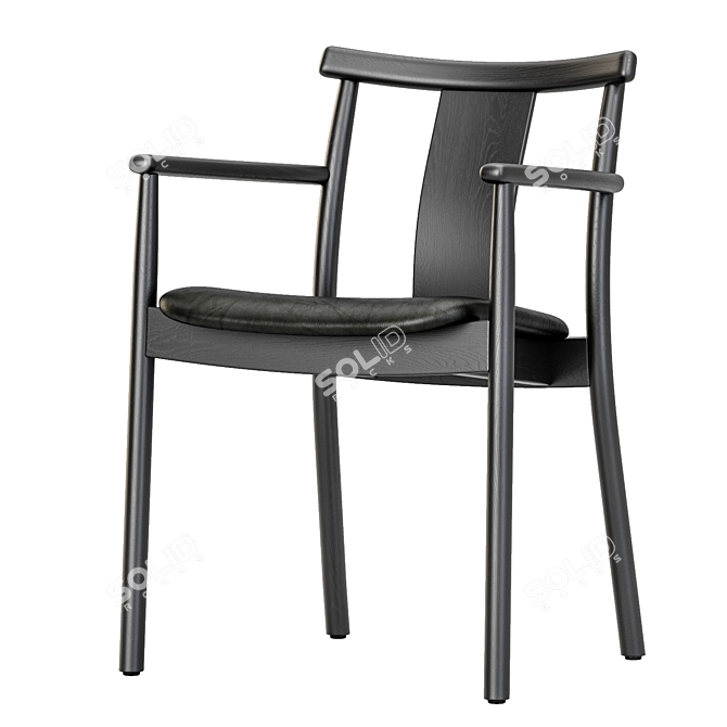 Traditional Wood Dining Armchair 3D model image 6