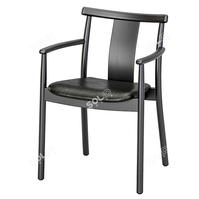 Traditional Wood Dining Armchair 3D model image 7