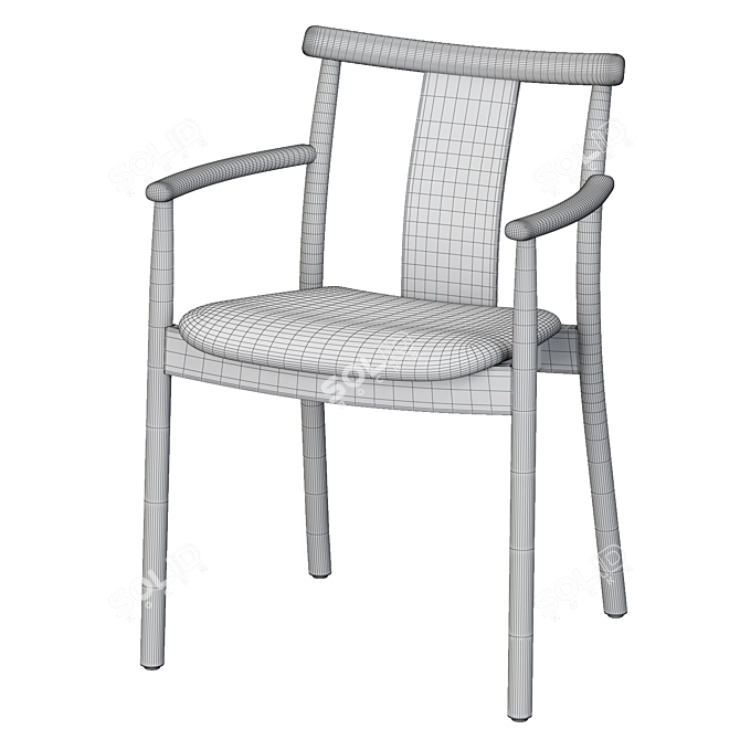 Traditional Wood Dining Armchair 3D model image 8