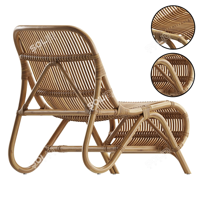 Modern Rattan Lounge Chair 3D model image 2