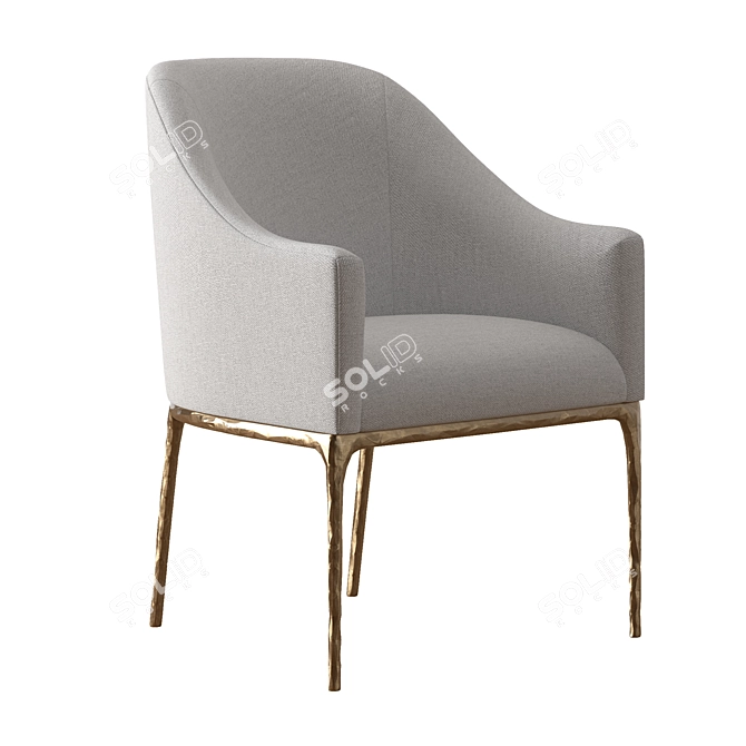 Sleek Slope Dining Armchair 3D model image 3