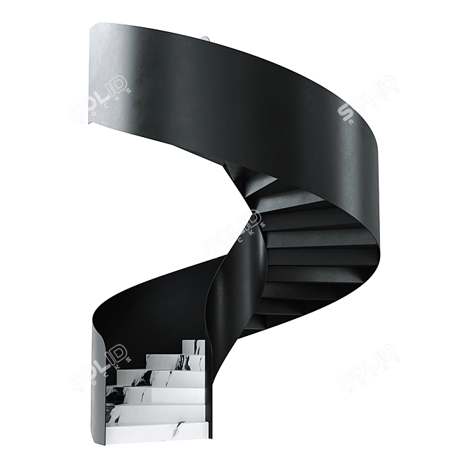 Modern Metal Stone Spiral Staircase 3D model image 1