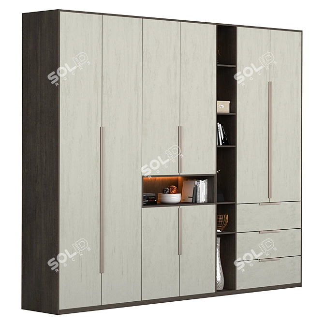 3-Door Open Wardrobe Set 3D model image 2