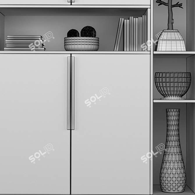 3-Door Open Wardrobe Set 3D model image 6