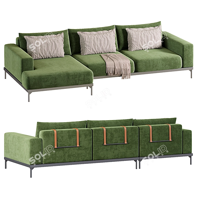 Modern Fabric Sectional Sofa: Tate 3D model image 2