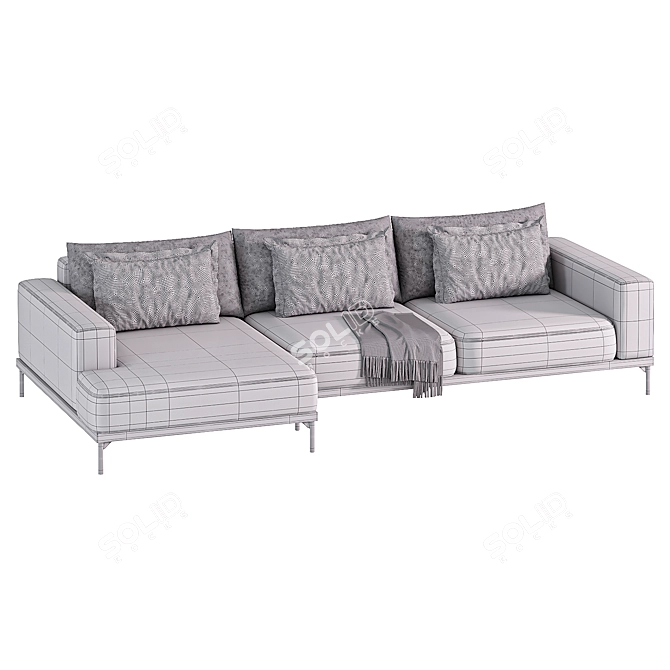 Modern Fabric Sectional Sofa: Tate 3D model image 3