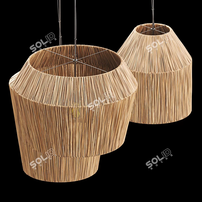 Textured Wicker Lamp 3D Model 3D model image 2