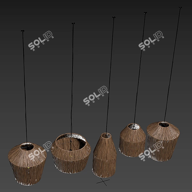 Textured Wicker Lamp 3D Model 3D model image 4