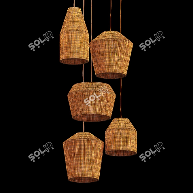 Textured Wicker Lamp 3D Model 3D model image 5