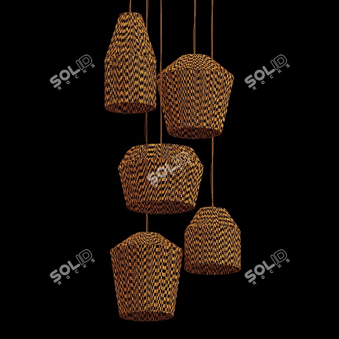 Textured Wicker Lamp 3D Model 3D model image 6