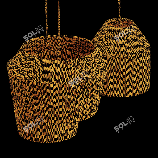 Textured Wicker Lamp 3D Model 3D model image 7