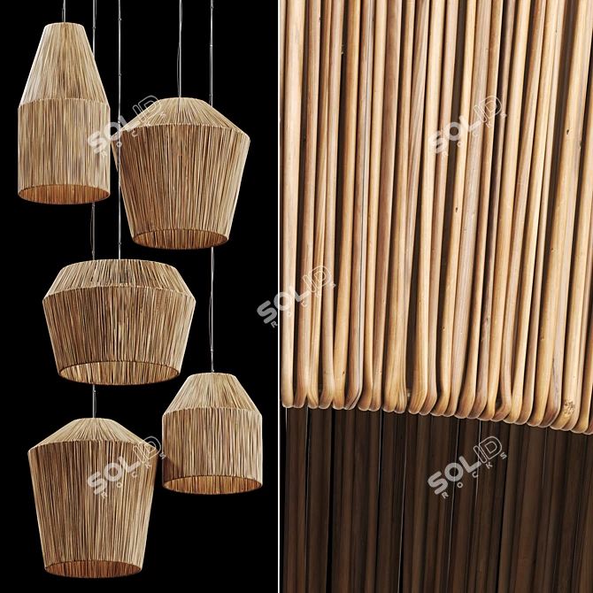 Textured Wicker Lamp 3D Model 3D model image 9