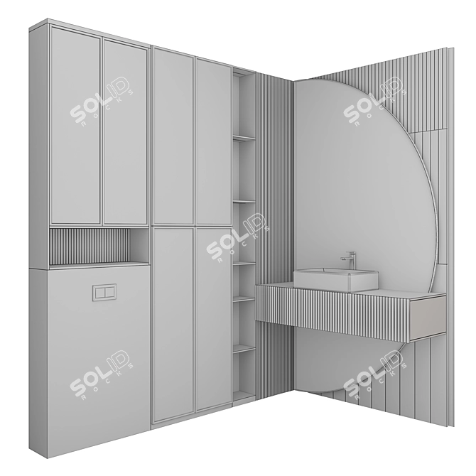 Bathroom Vanity Set with Mirror 3D model image 2