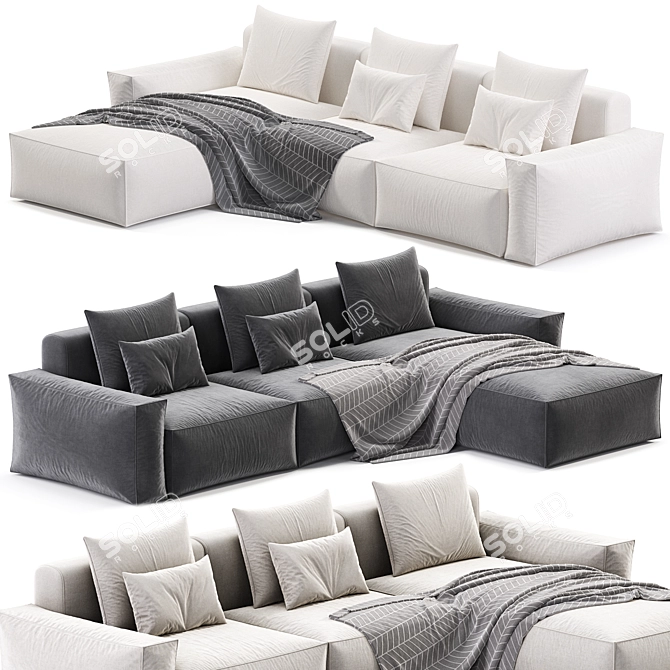 Sleek Loft Sofa, Modern Design 3D model image 1