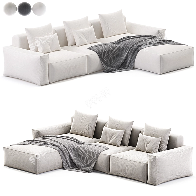Sleek Loft Sofa, Modern Design 3D model image 2