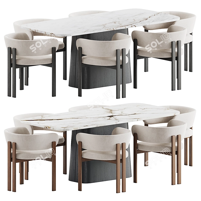 Modern Dining Set Boss Ceramics 3D model image 1