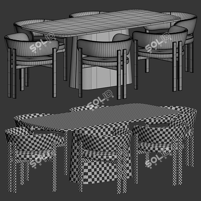 Modern Dining Set Boss Ceramics 3D model image 3