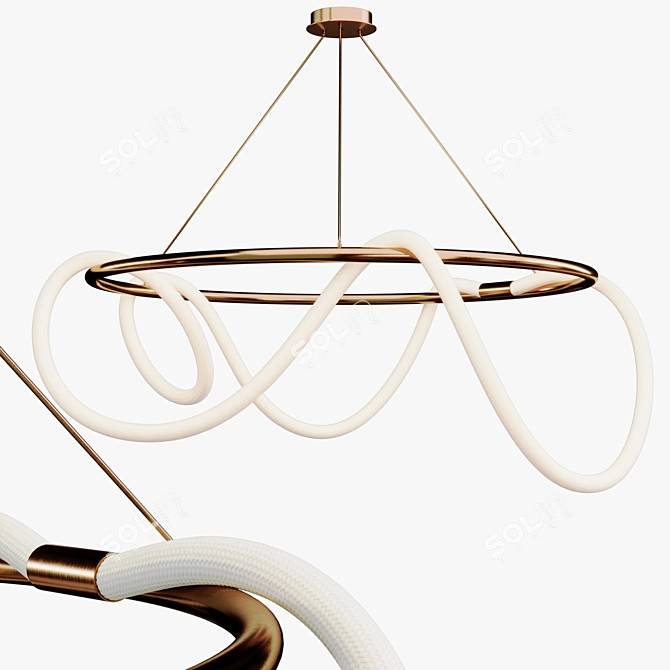 Gold Black Ring Pendant Lamp 3D model image 1