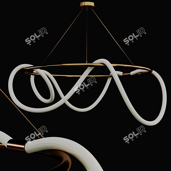 Gold Black Ring Pendant Lamp 3D model image 2