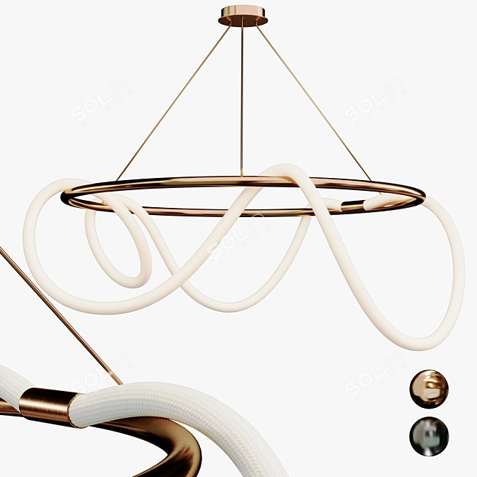 Gold Black Ring Pendant Lamp 3D model image 4