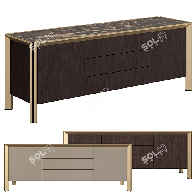 Modern Wooden Sideboard: Easy Edit 3D model image 1