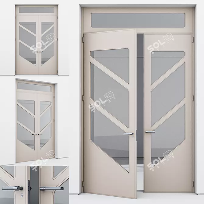 Modern Aluminum Door Render Corona 3D model image 1