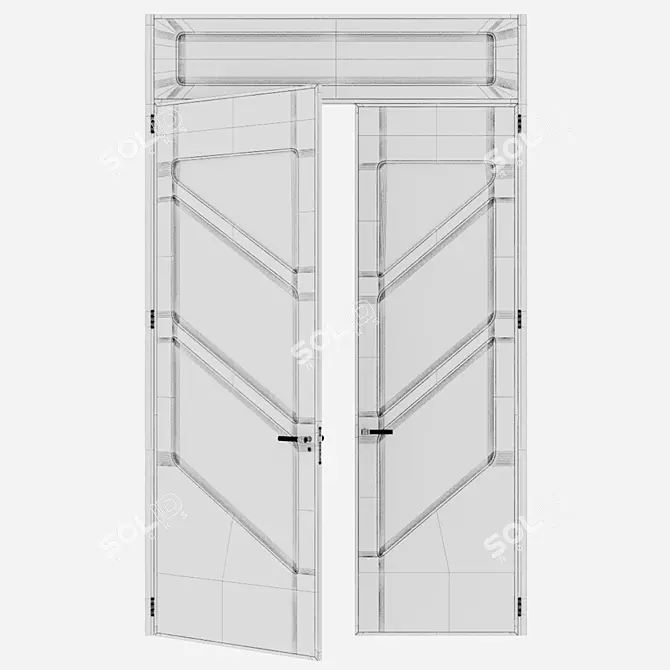 Modern Aluminum Door Render Corona 3D model image 5