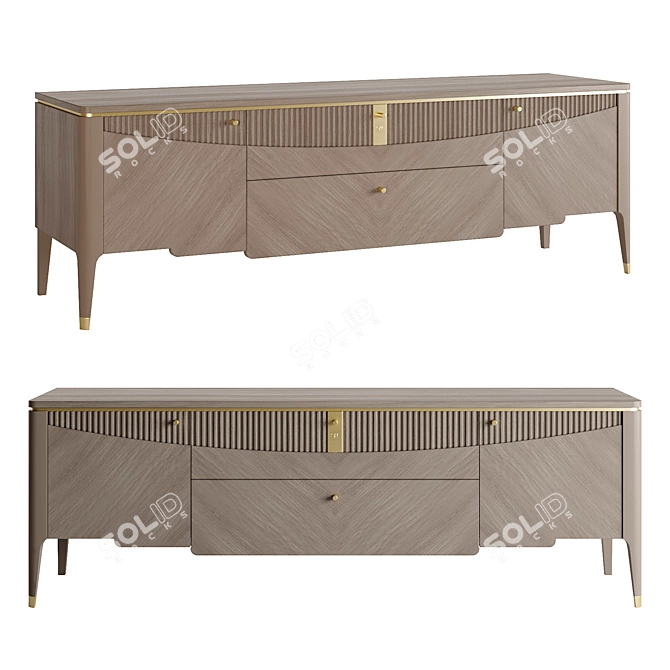Italian Carpanese TV Cabinet Wood Metal 3D model image 1
