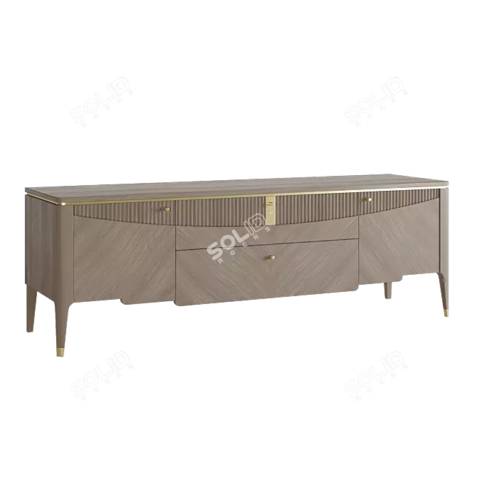 Italian Carpanese TV Cabinet Wood Metal 3D model image 2