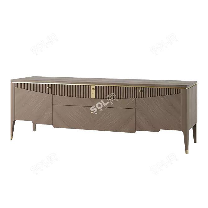 Italian Carpanese TV Cabinet Wood Metal 3D model image 3