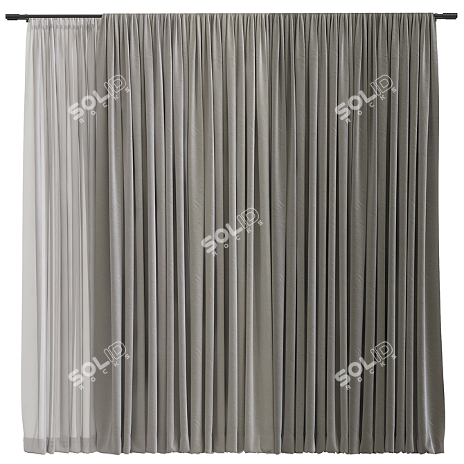  Origami-Inspired Curtain Design 3D model image 1